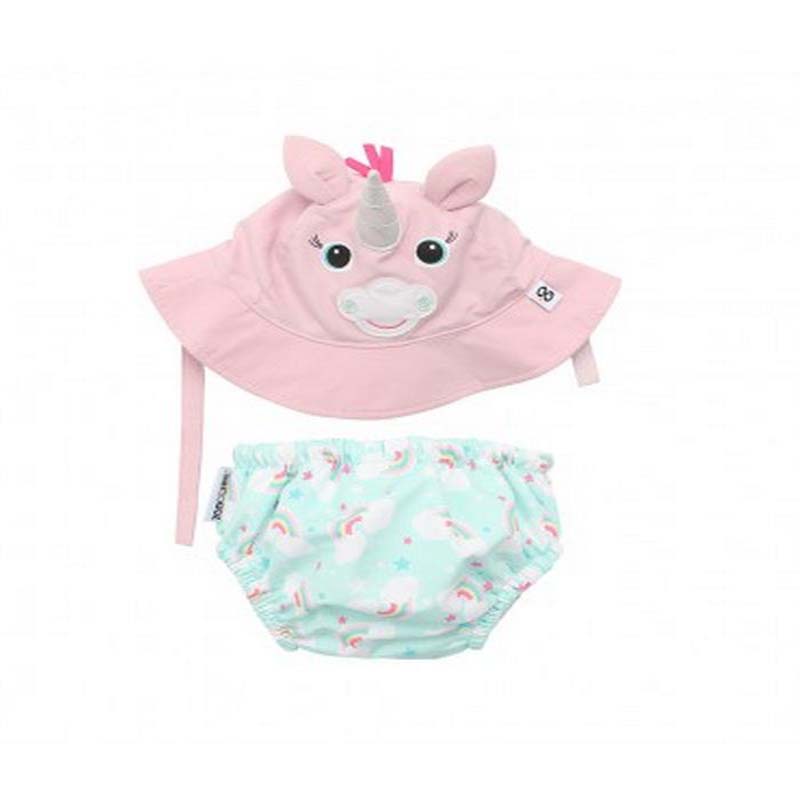 Zoocchini Conjunto bañador pañal + gorro - Unicornio