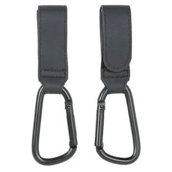 Ganchos universales para carrito de bebé de cuero negro – Pack de 2