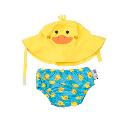 Zoocchini Conjunto bañador pañal + gorro - Pato