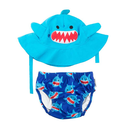 Zoocchini Conjunto bañador pañal + gorro - Tiburon