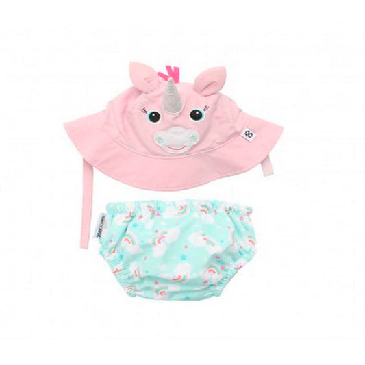 Zoocchini Conjunto bañador pañal + gorro - Unicornio
