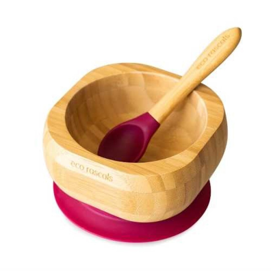 Bol + Cuchara de Bambu con ventosa Eco Rascals - Verde