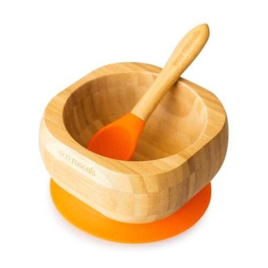 Bol + Cuchara de Bambu con ventosa Eco Rascals - Verde