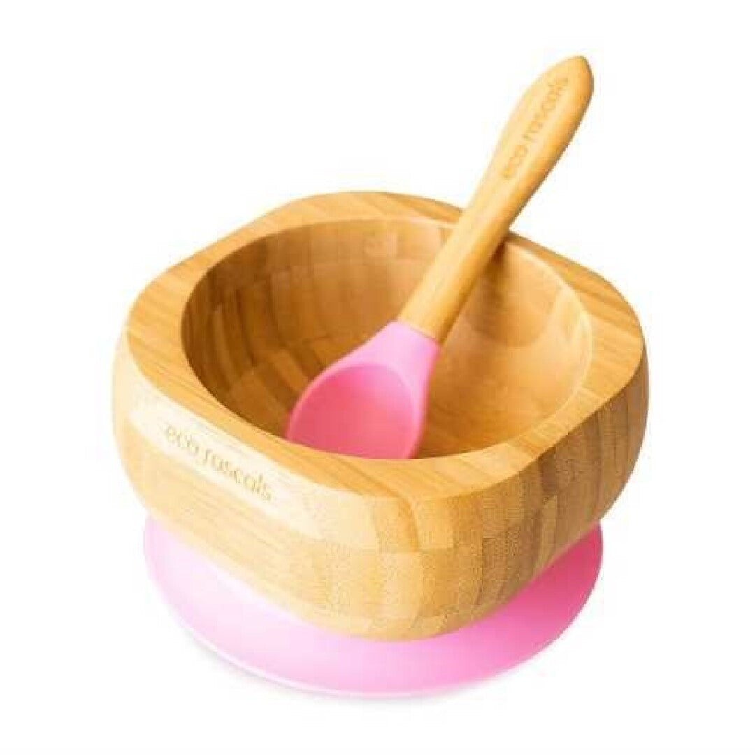 Bol + Cuchara de Bambu con ventosa Eco Rascals - Verde