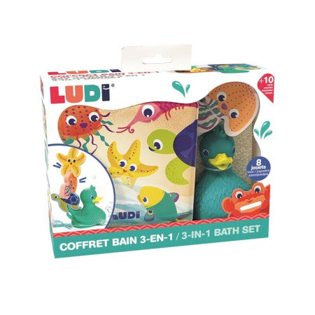 Conjunto Juguetes de baño Libro y Animales Marinos Ludi