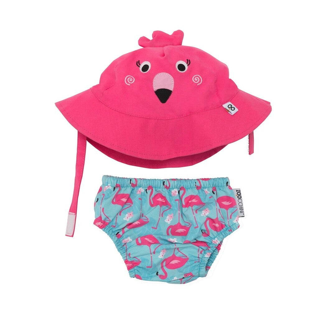 Zoocchini Conjunto bañador pañal + gorro - Flamenco